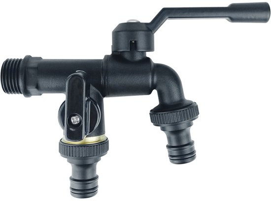 Doppelter Messinghahn 3/4" – Für Den Garten, Mit Schlauchanschluss Und Dichtungsstreifen