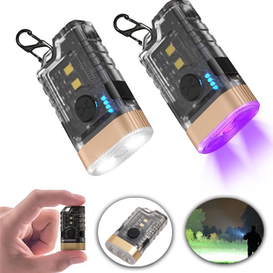 Taschenlampe Led-taschenlampe Mini-taschenlampe Edc-taschenlampe Usb-c-aufladbar Schlüsselanhänger-taschenlampe Clip Magnetverschluss 9 Modi 2 2 Stück