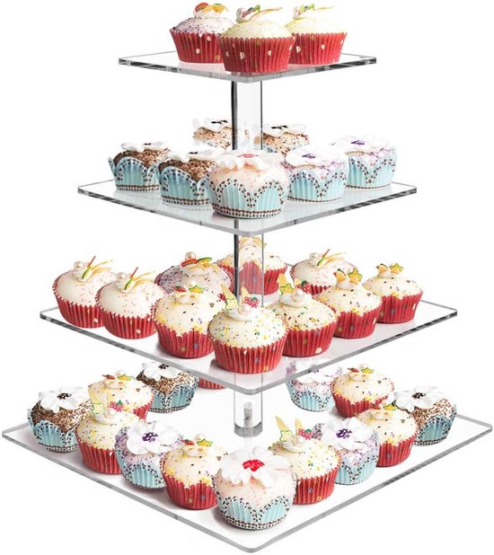 Acryl-cupcake-ständer, 4-stöckiger Quadratischer Cupcake-turm, Für Gebäck, Desserts, Als Baum Oder Turm Für Hochzeiten Und Geburtstagsfeiern