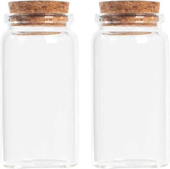 Dekorative Runde Glasflaschen Mit Korken (2 Stück / 120 Ml)