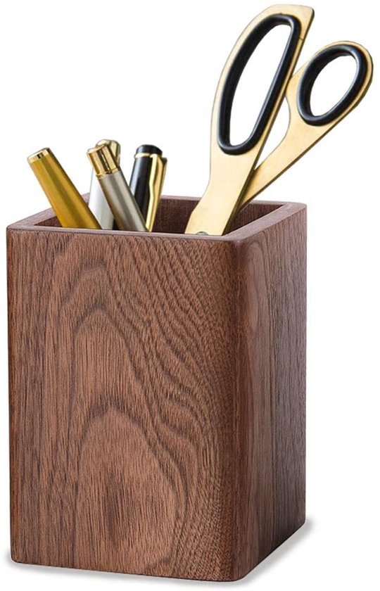 Quadratischer Stiftehalter Aus Massivem Schwarzem Walnussholz Handgefertigt Schreibtisch-organizer 1 Fach 10 5 Cm Hoch Schreibwaren Stiftehalter