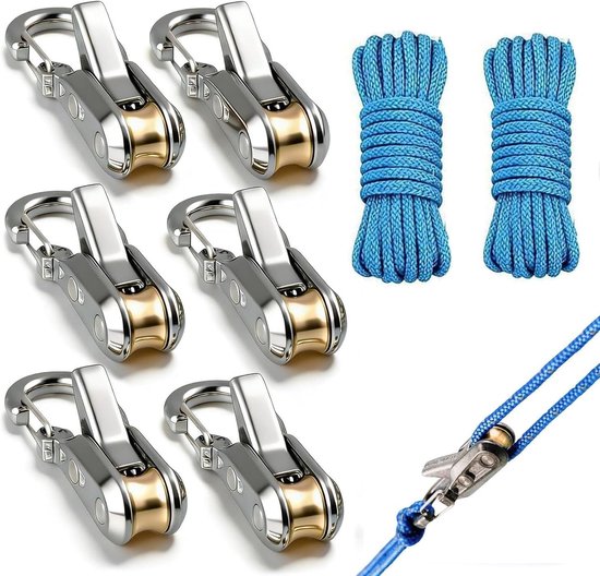 6er-pack Verbesserte Seilspannrollen Reflektierendes Nylonseil-spannwerkzeug Robuster Nockenschloss-versteller Für Campingzelte Planen Boote Und Abs