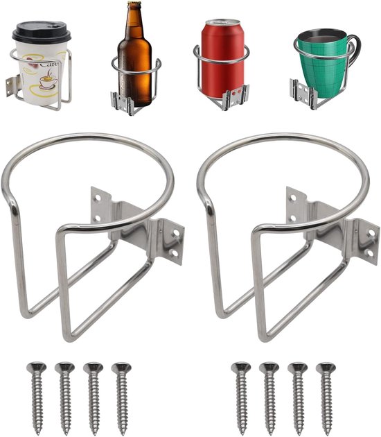 2er-pack Universelle Edelstahl-becherhalter – Geeignet Für Boote, Maritime Anwendungen, Geländer, Wandmontage, Dosen, Becher