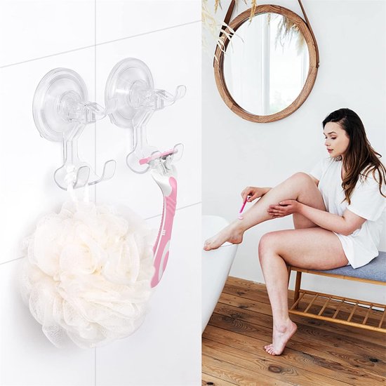 Saugnapfhaken – Rasiererhalter Für Die Dusche – Abnehmbare Und Wiederverwendbare Haken – Wasserdichter Saugnapfhalter – Badezimmer – 2 Stück