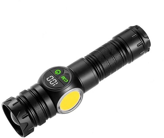 Magnetische Led-taschenlampe – 2800 Lumen, Lcd-display, Seitlicher Cob-led-chip, 9 Leuchtmodi