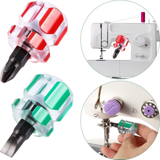 Mini-schraubendreher-set, Kurz, Für Nähmaschinen, Inklusive Schlitzschraubendreher Und Kreuzschlitzschraubendreher Für Heimwerkerreparaturen, 2-teilig