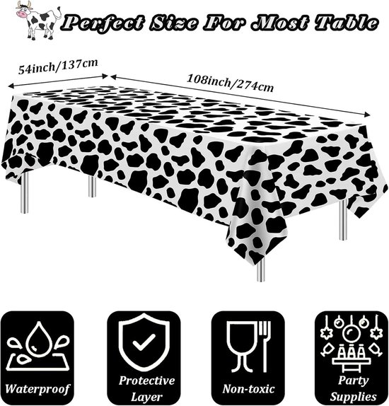 2-teilige Tischdecke Mit Kuhmotiv 137 X 274 Cm Dschungel-safari-tischdecke Aus Kunststoff Wasserfest Tischdecke Für Kinder Und Erwachsene