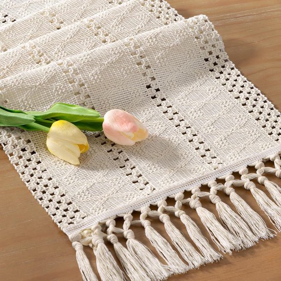 Tischläufer Im Boh Me-stil Handgewebt Valentinstag Landhausstil Baumwoll-leinen-mischung Rustikaler Couchtischläufer Mit Quasten Kann Auch Als 30 30