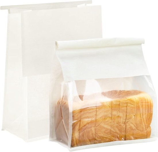 30 Stück Kraftpapier-brottüten Mit Sichtfenster 22 X 28 11 Cm Bäckereitüten Für Toastbrot Selbstgebackenes Brot Mit Verschluss Ölbeständig Für Zu Weiß