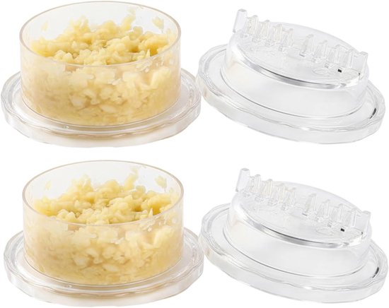 Knoblauchpresse 2er-pack Transparenter Knoblauchzerkleinerer Aus Kunststoff Mit Rotierendem Mahlwerk Einfach Zu Bedienen Spülmaschinenfest