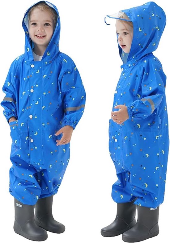 Kinder-regenmantel-set, Unisex, Wasserdichter Regenmantel Mit Kapuze Und Reißverschluss, Größe M