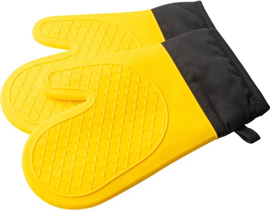 Silikon-ofenhandschuhe, Gelb & Schwarz (2-teilig) Hitzebeständig Bis 260 °c, Rutschfest & Wasserdicht Für Küche, Backen & Grillen