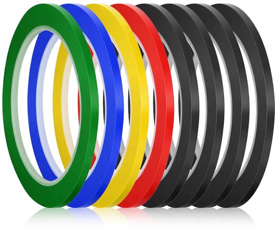 8 Rollen Whiteboard-klebeband Farbiger Klebestreifen Selbstklebendes Klebeband Whiteboard-klebeband Markierungsband Zubehör Grafikband Für Schule 3 Mm
