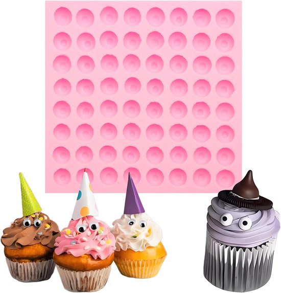 Silikonform In Augenform Mit 64 Löchern Für Fondant, Harz, Gelee, Rosa.