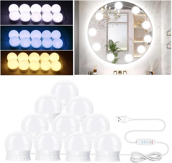 Dimmbare Led-spiegelbeleuchtung Mit 3 Farben Für Schminkspiegel