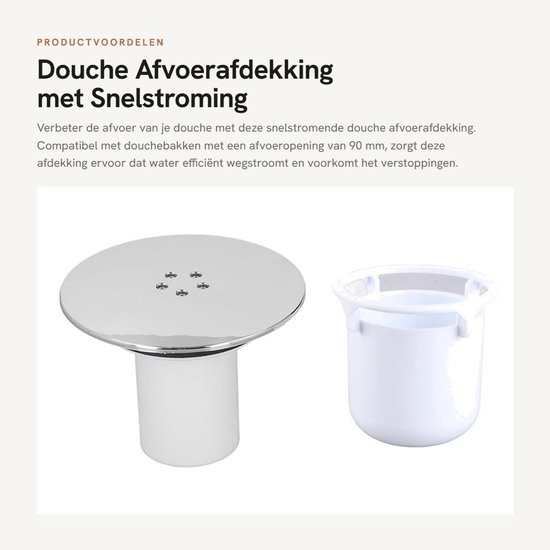 Dailygoods – Schnellablauf-ablaufabdeckung – Duschablaufstopfen – Duschwanne – 90 Mm – Chromabdeckung – Leicht Zu Reinigen – Ablaufstopfen