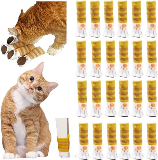 24 Stück Stuhlbeinsocken Mit Katzenpfotenmotiv 4 Cm Hoch Niedliche Stuhlbeinschoner Für Hartholzböden Gestrickte Rutschfeste Möbelsocken Für Für