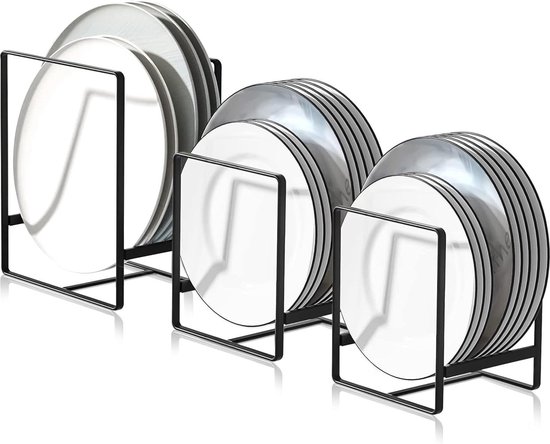 3 Tellerhalter - Abtropfgestell Aus Metall - Multifunktionaler Organizer - Aufbewahrungsregale Für Küchenschränke - Geschirr Und Topfdeckel