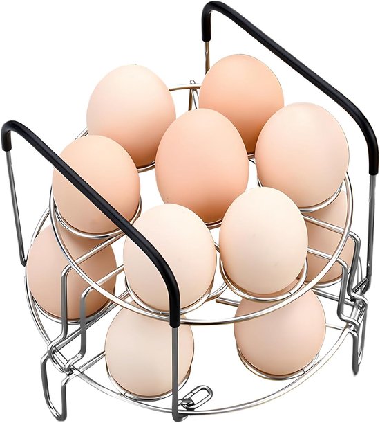 Eierdämpfereinsatz Aus Edelstahl Mit Hitzebeständigem Silikongriff, Geeignet Für Die Zubereitung Von 14 Eiern Gleichzeitig, Stapelbar.