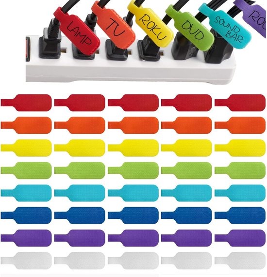 Dailygoods – Kabelanhänger, 40 Stück – Wiederverwendbar – Wasserfest – Nylon – Kennzeichnung – Organisation – 8 Farben – Etiketten
