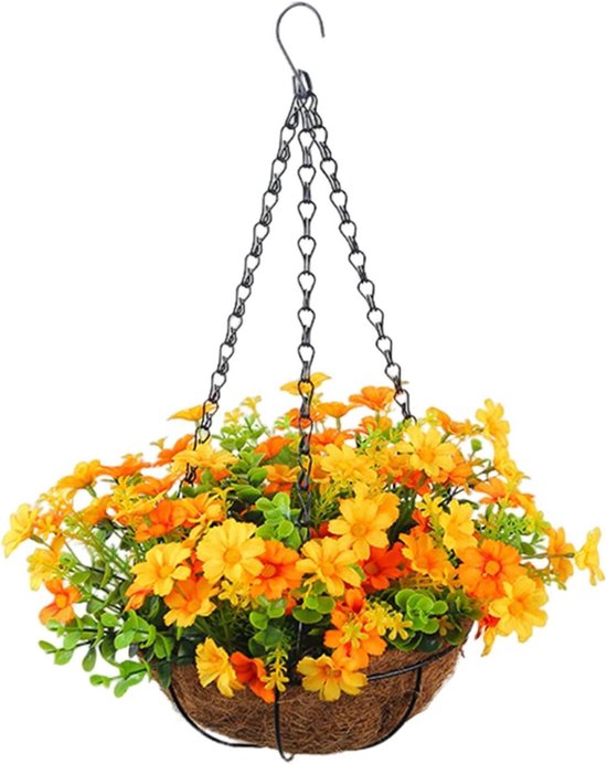 Hängender Blumenkorb – Künstliche Blumendekoration – Verschönern Sie Ihren Garten – Verblasst Nicht – 28 X 28 X 44 Cm – Verschiedene Farben