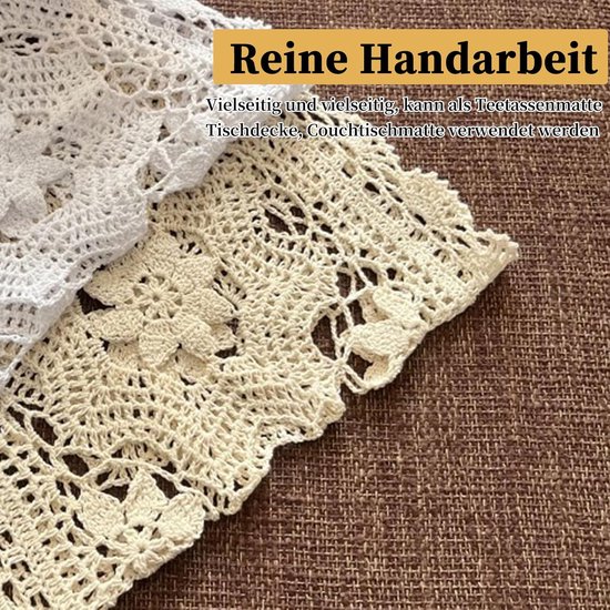 Dailygoods – Ovaler Tischläufer – Platzset Aus Baumwolle – Vintage-spitze – Handgefertigt – Leicht – Waschbar – 30 X 60 Cm