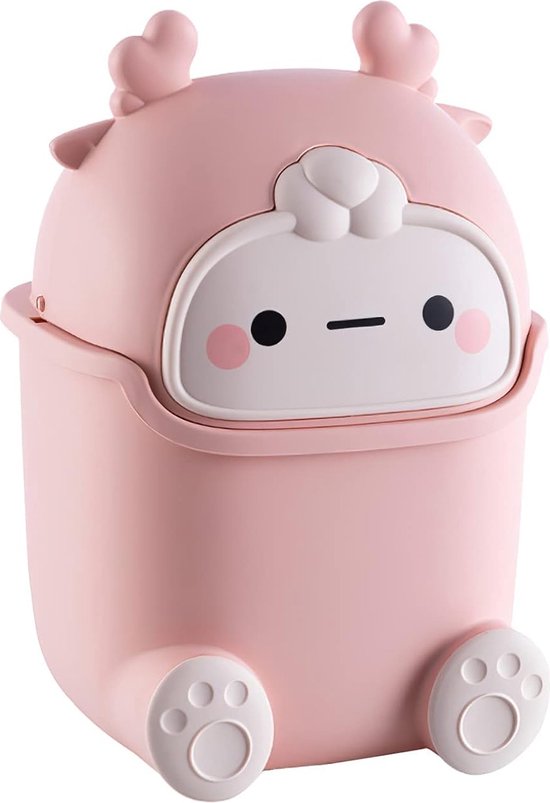 Niedlicher Mini-mülleimer In Tierform – Stilvoller Mülleimer Für Schreibtisch, Badezimmer Oder Küche (rosa)