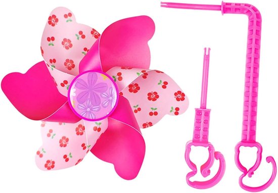 Windmühle Für Kinderfahrräder In Rosa Mit Kirschmuster – Komplettes Montageset Für Lenker Oder Gabel, Lustige Dekoration Für Kinderfahrräder