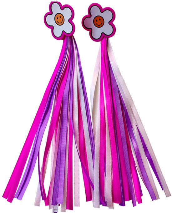 Fahrradlenker Für Kinderfahrräder (1 Paar) – Mit Blumenförmiger Endkappe Mit Lächelndem Gesicht, Lila/rosa-mix, Für Den Lenker