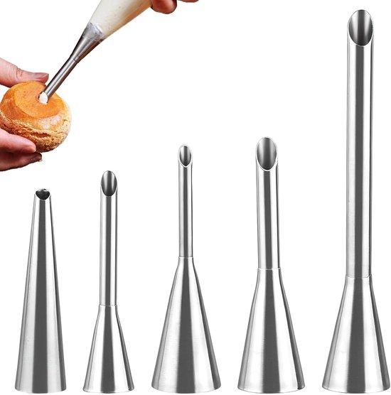 5-teiliges Spritztüllen-set, Spritztülle Aus Edelstahl, Professionelles Backzubehör, Geeignet Für Cupcakes, Windbeutel, Donuts Und Andere Desserts.