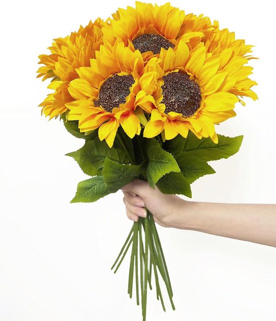 Set Mit 6 Künstlichen Sonnenblumen Mit Langen Stielen Zur Dekoration