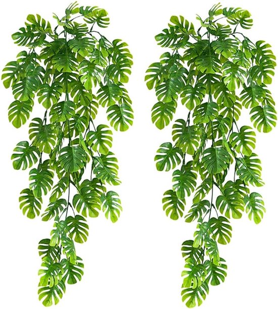 2 Künstliche Hängepflanzen Hellgrün 70 Cm Lang Künstliche Monstera-blätter Künstliche Efeu-girlanden Für Hochzeits Garten Und Wanddekoration