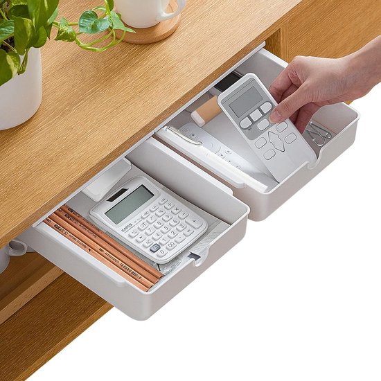 Schubladenorganizer Für Unter Den Schreibtisch 2-teilig Selbstklebende Schublade Kreativer Schreibtischaufkleber Versteckte Schreibtischschublade