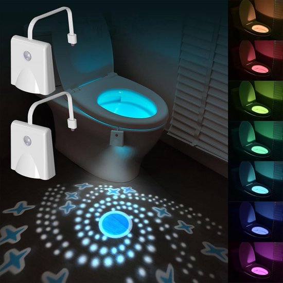 Mehrfarbige Toilettenlampe Schaltet Sich Automatisch Bei Bewegung Ein Sternenprojektion Wiederaufladbar Originelles Und Praktisches Geschenk Für