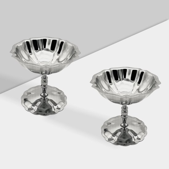 2-teiliges Set Aus Edelstahl-dessertbechern Mit Boden Elegantes Blütenförmiges Design 11 5 Cm Durchmesser Geeignet Für Eiscreme Mousse Und 11,5 Cm