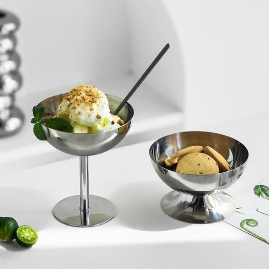 2-teiliges Set Edelstahl-eisbecher – 180 Ml, Mit Hohem Und Niedrigem Boden, Geeignet Für Eiscreme, Desserts Und Cocktails, Langlebig Und Stilvoll