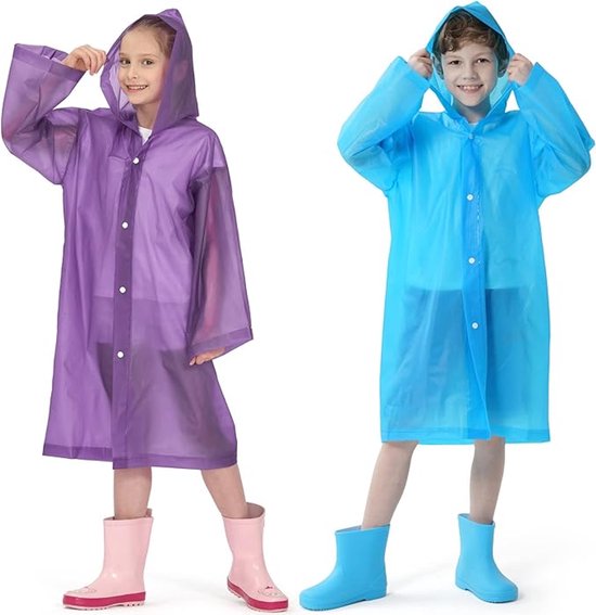 Zweiteiliger Kinder-regenponcho Wiederverwendbarer Wasserdichter Regencape Mit Kapuze Und Ärmeln Atmungsaktiver Eva-regenmantel Für Mädchen Und