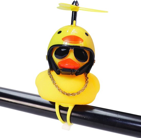 Auto-deko In Form Einer Gummiente, Gelbe Enten-armaturenbrettdekoration, Quetschbare Fahrradklingel In Entenform Mit Propellerhelm (1 Stück)