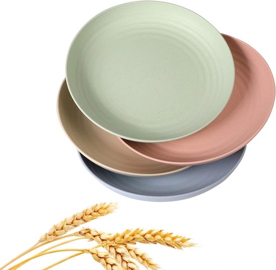 Teller Aus Weizenstroh Leichtes Bruchfestes Geschirrset Spülmaschinen Und Mikrowellengeeignet 8-teiliges Set 23 Cm Beige Rosa Hellblau Hellgrün