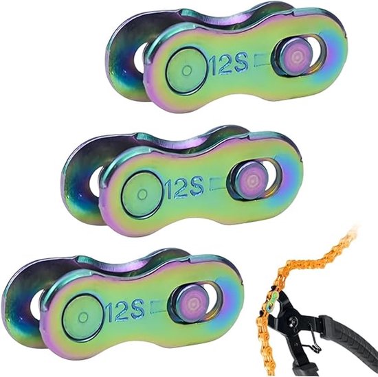 3 Paar Schnellkettenbefestigungen, 12-gang-mountainbike-montage, Schnellkettenbefestigung Für Fahrräder, Fahrradkette, Einheitsgröße, Regenbogenfarben