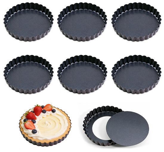 Tarteformen Aus Kohlenstoffstahl Größe M 9 8 X 9 8 X 1 8 Cm 6 Stück Antihaftbeschichtung Und Herausnehmbarer Boden Gerillte Tarteformen Boden Zum 9,8