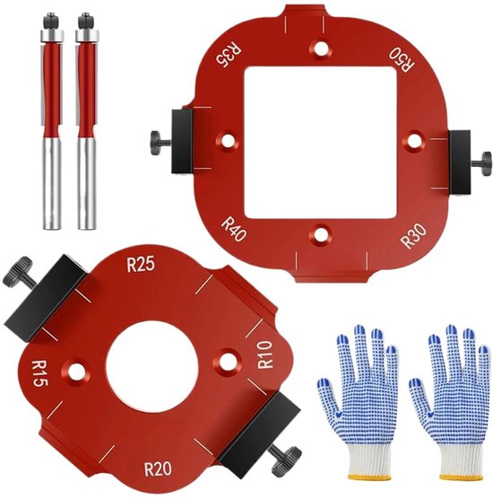 Rundradius-fräsvorrichtung Für Holzbearbeitung – 2-teilige Fräsvorrichtung Für Eckverbindungen, Mit Bogenschneidaufsatz, Fräsvorrichtung Aus Aluminiumlegierung Für Holzbearbeitungswerkzeuge