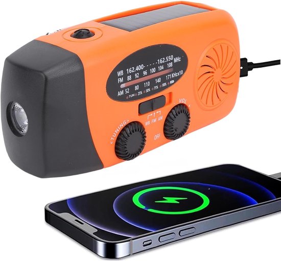 Notfallradio Mit Handkurbel Am Fm Noaa-wetterradio 2000-mah-powerbank Mit Handy-ladegerät Led-taschenlampe Und Sos-alarm Solarbetrieben Mit Für