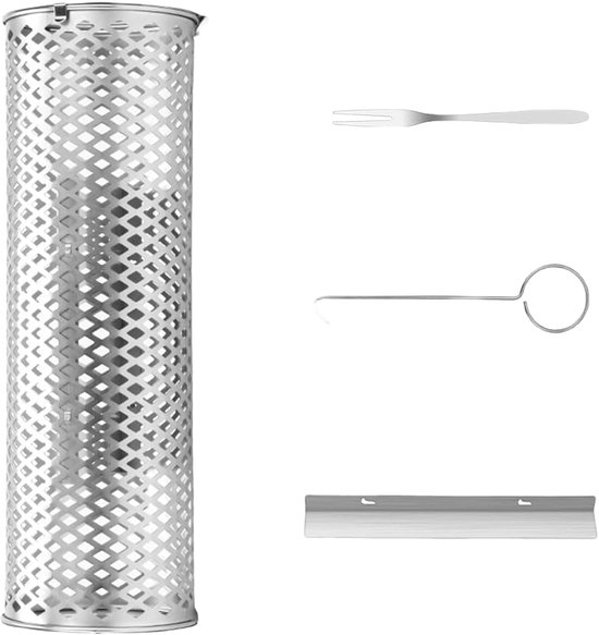 Grillbesteck-set – Rollbarer Grillkorb Aus Edelstahl Für Den Außenbereich, Grillplatte 30 X 10 Cm