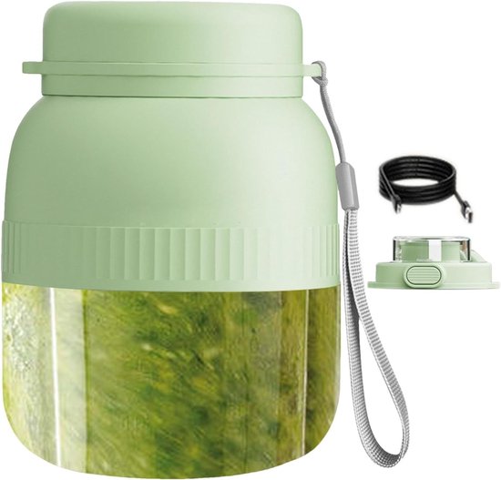 Kabelloser, Tragbarer Mixer In Mintgrün Mit 10 Klingen, Doppeldeckel, Digitalanzeige Und 500 Ml Fassungsvermögen Wiederaufladbar, Für Smoothies U