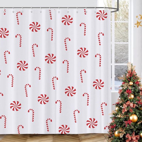 Weihnachtlicher Duschvorhang Mit Weihnachtsmotiven, 183 X 183 Cm – Festliche Badezimmerdekoration Für Weihnachten – Wasserdichtes Polyester Mit 12 Haken