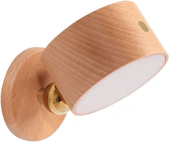 Led-leselampe – Holzoptik – Kabellos – Usb-aufladbar – Dimmbar Mit Touch-steuerung – 360° Drehbar