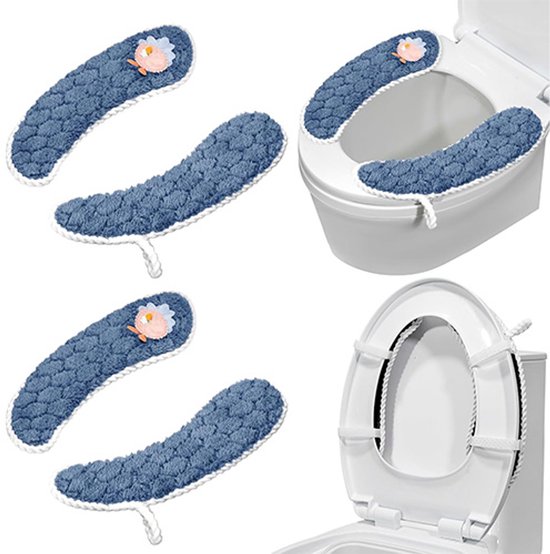 Wc Sitzbezug 2 Paar Wc Sitzbezüge Für Beheizbare Wc Sitze Plüsch Wc Sitzbezug Waschbar Mit Griff Wintertauglicher Wc Sitzbezug 36 X 8,5 Cm Blau