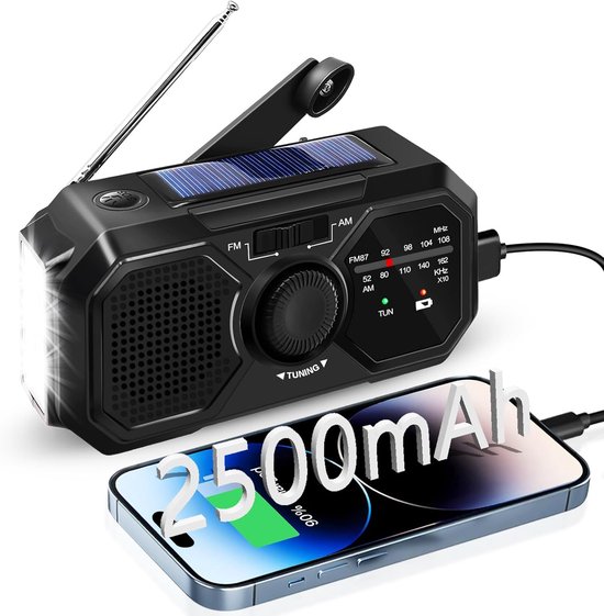 Solarbetriebenes Notfallradio Mit Kurbel, Am/fm-wetterradio, 2500-mah-powerbank – Taschenlampe – Notfall-leselampe – Outdoor-überlebenspaket