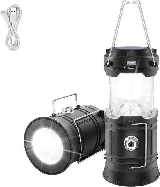 Faltbare Led-lampe – Wasserdichte Campinglaterne – Solarbetriebene Taschenlampe Mit Notbatterie